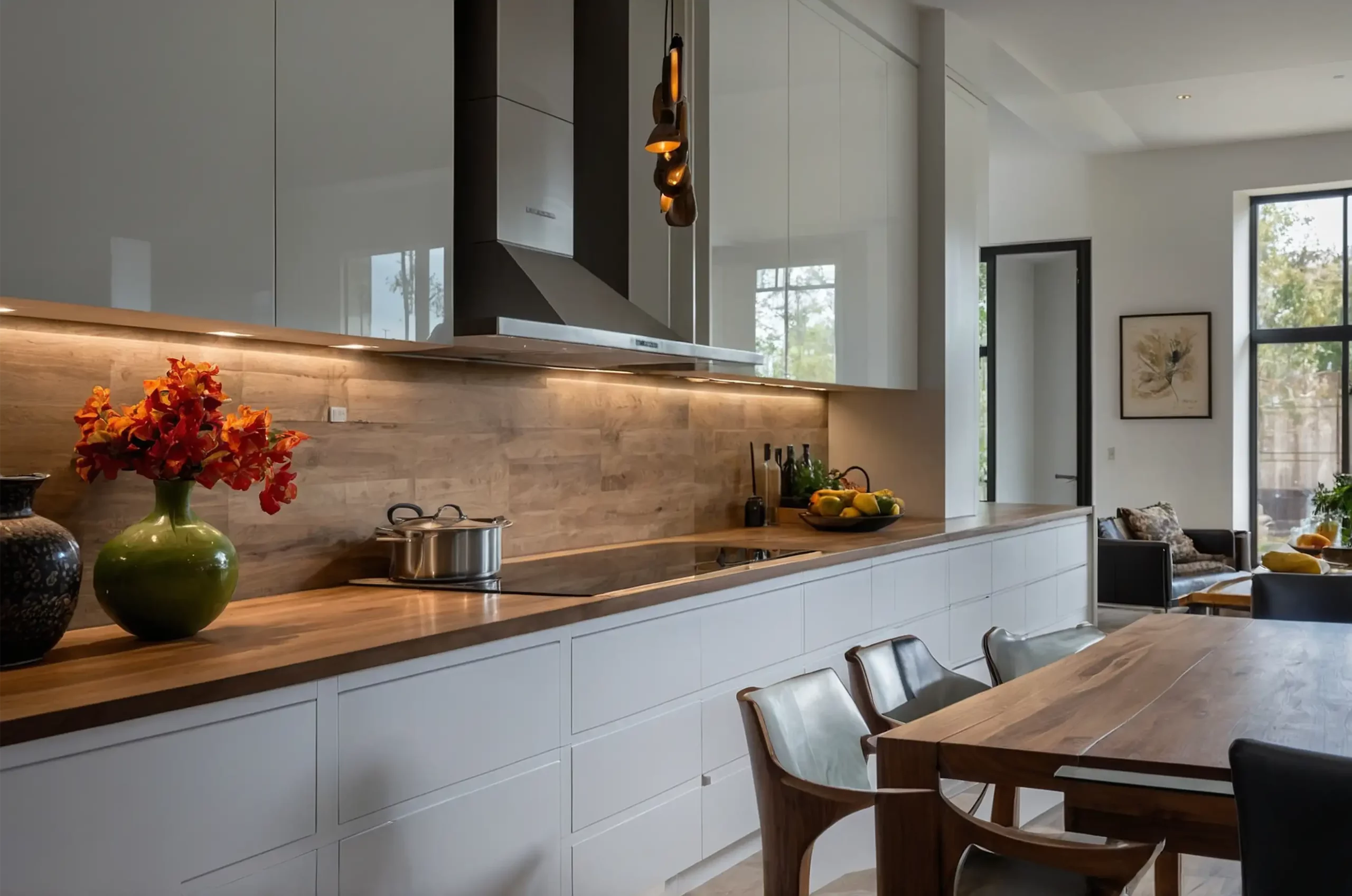 Cocina completamente reformada por Reformas C&P, con muebles a medida, encimeras modernas y distribución optimizada.